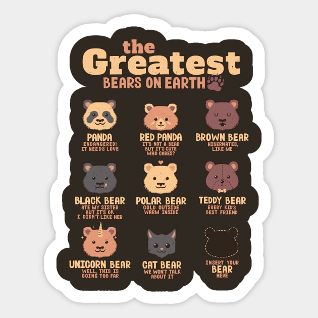 Greatest Bears Insert your Bear Sticker by Tobe_Fonseca